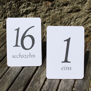 16 German White Wedding Table Numbers, German Party, Wedding Table Decorations, Tent Card Table Numbers