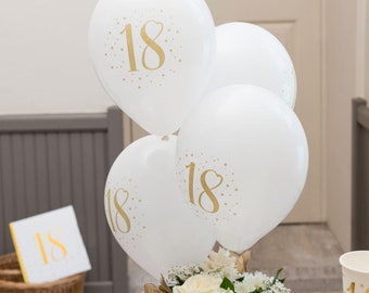 8 Gold 18th Birthday Balloons, Age 18 Balloon Decorations, 18th Birthday Party, Milestone 18th Party Venue Decorations, Gold Balloons
