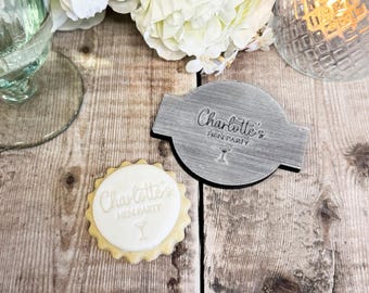 Personalised Hen Night Party Icing Stamp, Custom Acrylic Embosser for Cupcakes, Cookies and Biscuit Decorating