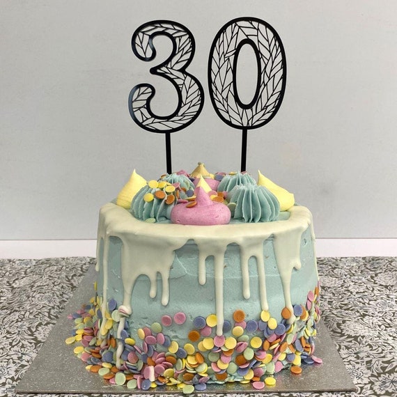 Topper de gâteau de numéro de fête danniversaire en acrylique géométrique  du 30e anniversaire, décoration de gâteau de fête danniversaire  personnalisable, toppers de gâteau en acrylique numéro de 30 ans -   France