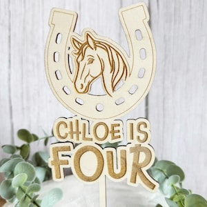 Custom Horse Birthday Cake Topper – Personalised Equestrian Party Decoration, Pony Theme Cake Topper for Kids or Adult Horse Lover