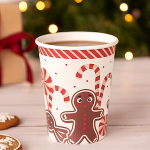 10 bicchieri di pan di zenzero usa e getta rossi per feste, stoviglie divertenti e originali per feste di Natale