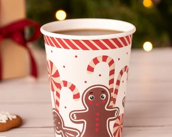 10 rote Einweg-Lebkuchenbecher für festliche Feiern, lustiges Geschirr für Weihnachtsfeiern, Weihnachtsfeier-Tassen