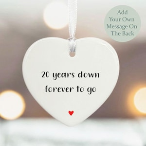 Personalised 20th Wedding Anniversary Gift, Porcelain Heart Keepsake Gift for 20 Year Anniversary 20 Years Married