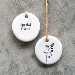 Mini Porcelain Hanging Tag Special Friend, Porcelain Keepsake Tag, Birthday Keepsake Gift, Small Porcelain Gift, Friendship Gift