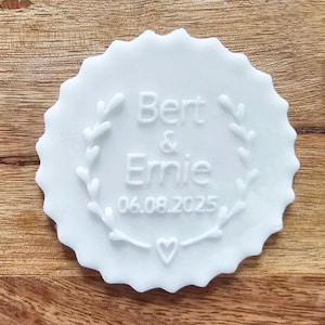 Custom Wedding Name Date Fondant DEBOSSER, Cookie Biscuit Stamp, Cupcake Icing Stencil, Cake Decorating, Personalised Cupcake Decoration