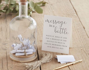 Alternative Wedding Guest Book, Message In A Bottle Party Guest Book, Wedding Guest Book, Wedding Advice Bottle, Modern Wedding Decoration