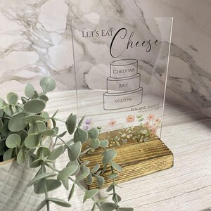 Personalised Wedding Cheese Menu, Cheese Board Flavours Sign, A5 Clear ...