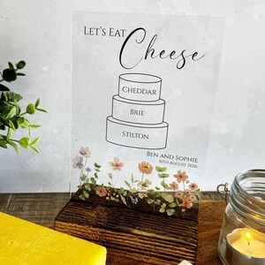 Personalised Wedding Cheese Menu, Cheese Board Flavours Sign, A5 Clear ...