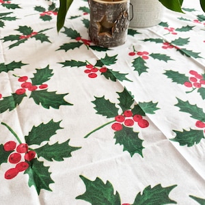 Grande tovaglia di carta agrifoglio natalizio, stoviglie per feste, decorazione per la tavola di Natale, decorazione per la tavola per le feste di Natale 2,3x1,37 m