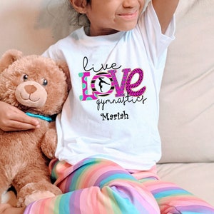 Personalized Live Love Gymnastics Tee || Custom Gymnastics Shirt || Cute Toddler & Youth Gymnastics Shirt || Personalized Girls Shirt