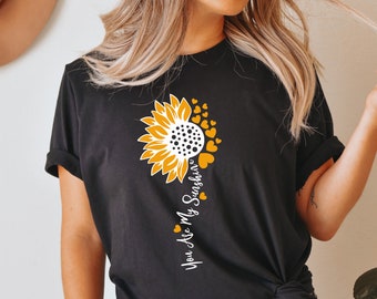 Women's Sunflower 'You Are My Sunshine' Graphic Tank Top - Sleeveless Summer Casual Shirt, Size Large In Green