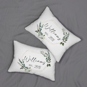 Boho Personalized Name Pillow Wedding Gift Bridal Gift Personalized Wedding Gift Last Name Pillow Engagement Gift Mom Gift, Wife image 2