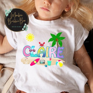 New Design! Personalized Beach Tee, Boy & Girl Options, Beach Shirt, Summer Outfit, Baby Shower Gift, Summertime Tee, Cute Beach Tee, Beach
