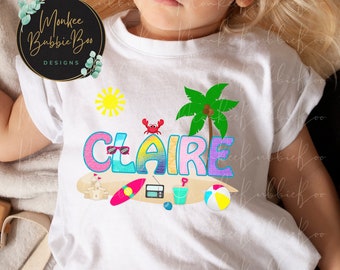 New Design! Personalized Beach Tee, Boy & Girl Options, Beach Shirt, Summer Outfit, Baby Shower Gift, Summertime Tee, Cute Beach Tee, Beach
