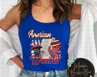 4th of July Tank Top, Racerback Tank, USA Tank, America Tank Top, Patriotic Shirt, Fourth of July Outfit, July 4th Tank, American Woman Tank