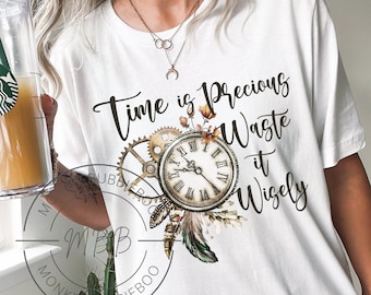 Time is Precious Waste it Wisely Shirt, Funny Graphic Tee, Funny Shirts For Women, Clock Shirt, Sarcasm Shirt, Funny T-Shirt