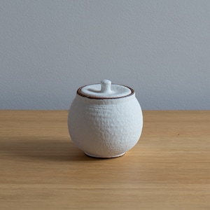 Japanese Shigaraki Ceramic Lidded Salt Pot - White