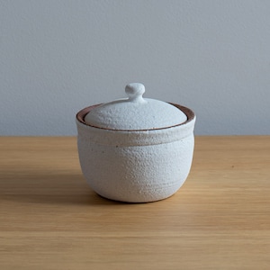 Japanese Shigaraki Ceramic Lidded Salt Pot - White (Large)