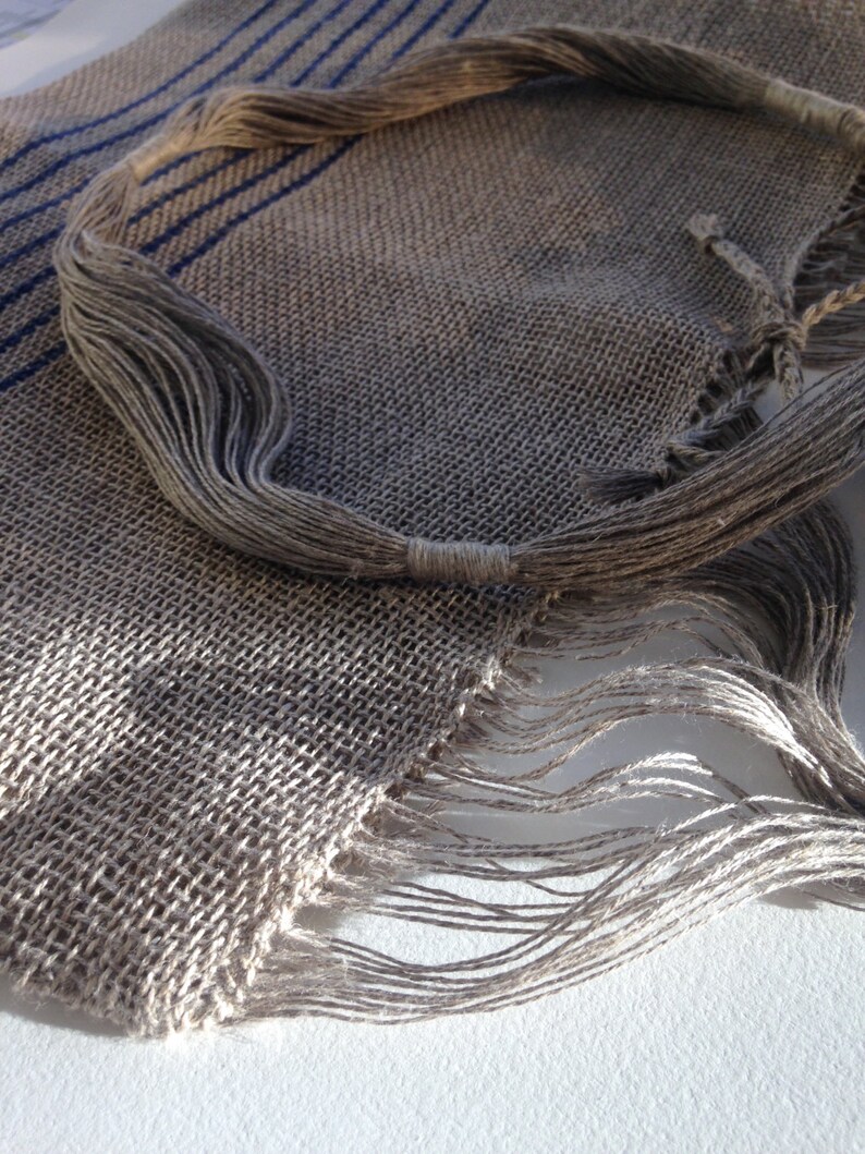 Handwoven Bag Natural linen and Wool Stripes SALE 30/% OFF