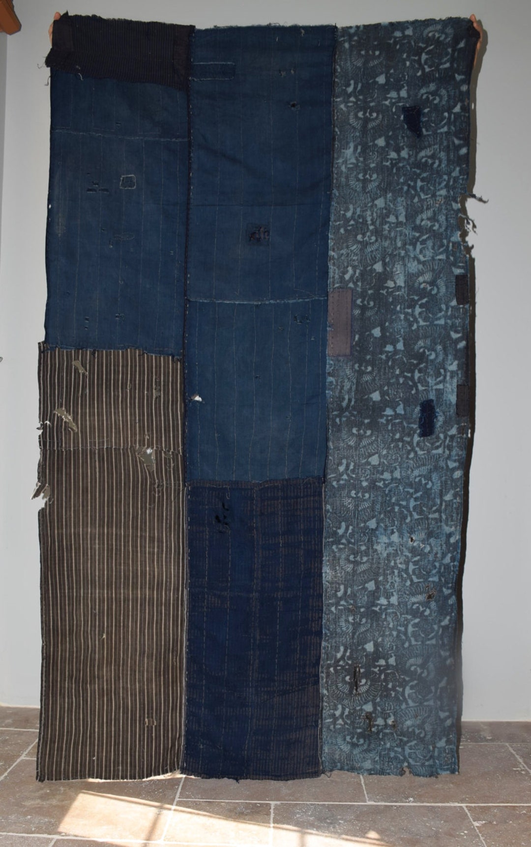 2kg 　絣×チェック　襤褸敷物　ボロ　japan vintage　boro 2kg 絣×チェック 襤褸敷物 ボロ japan vintage boro - メルカリ
