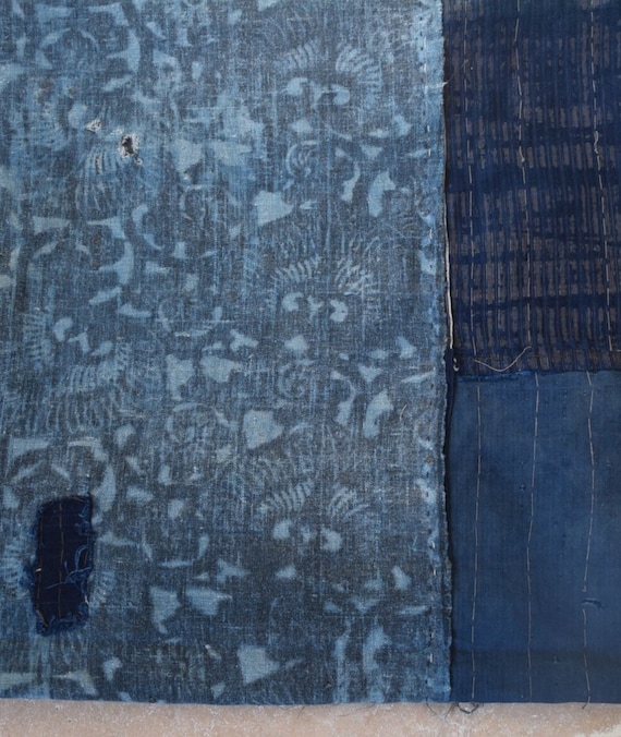 Antique Japanese Indigo Boro Patched Textile - Large - Etsy