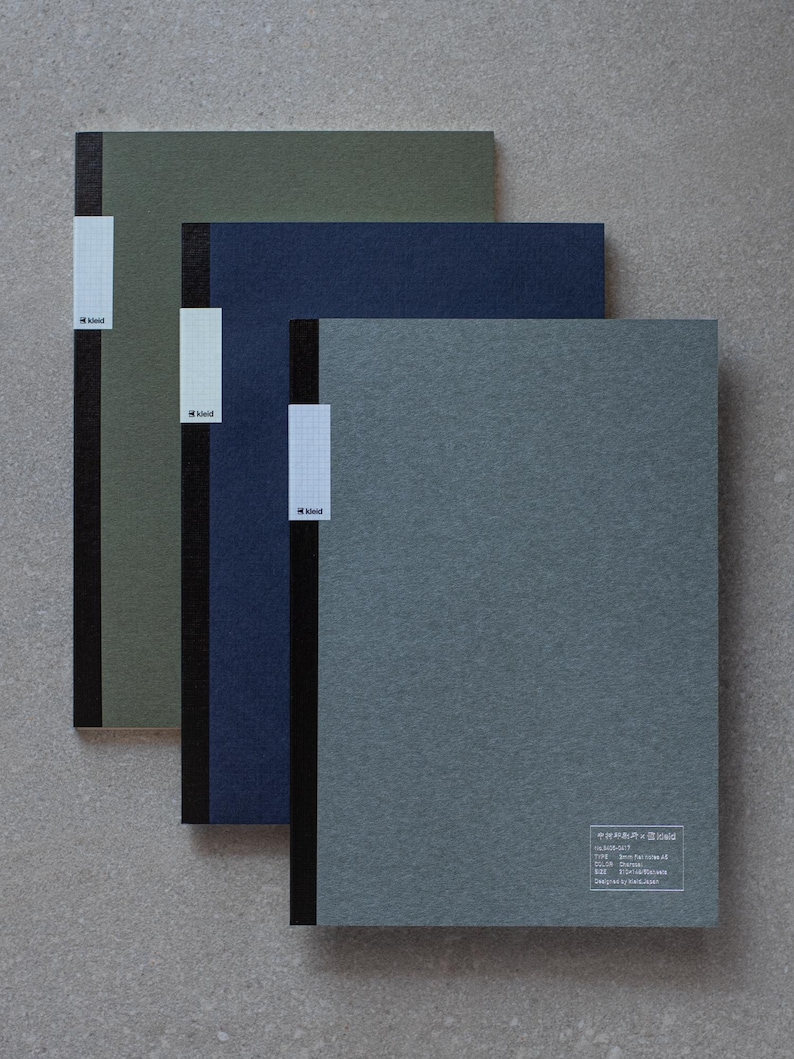 Kleid A5 2mm Flat Notebook - Olive, Navy, Charcoal image 1
