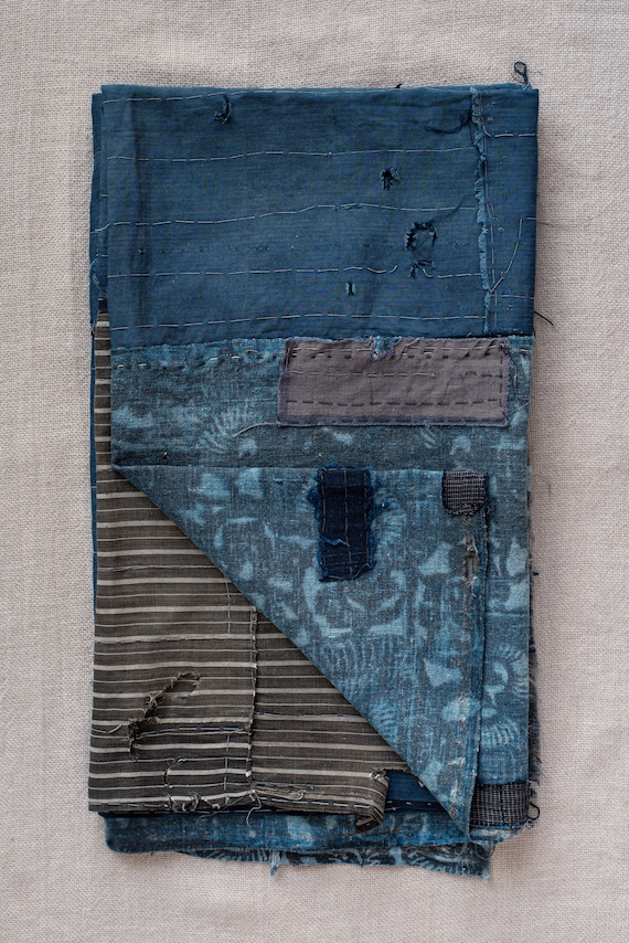 Antique Japanese Indigo Boro Patched Textile - Large - Etsy