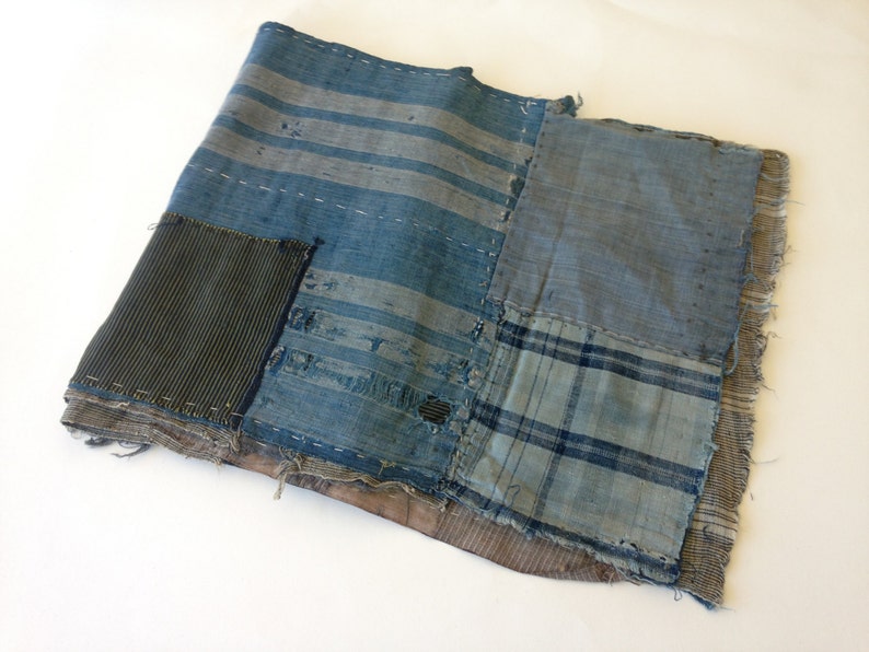 Antique Japanese indigo patchwork boro textile sashiko mends | Etsy