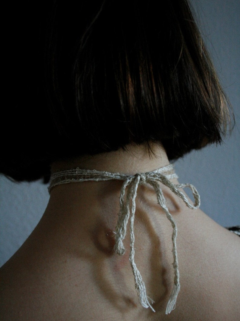 White and Beige Handwoven Pendant Collar