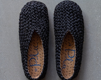 Bonanova Woven Jute Flats - Black