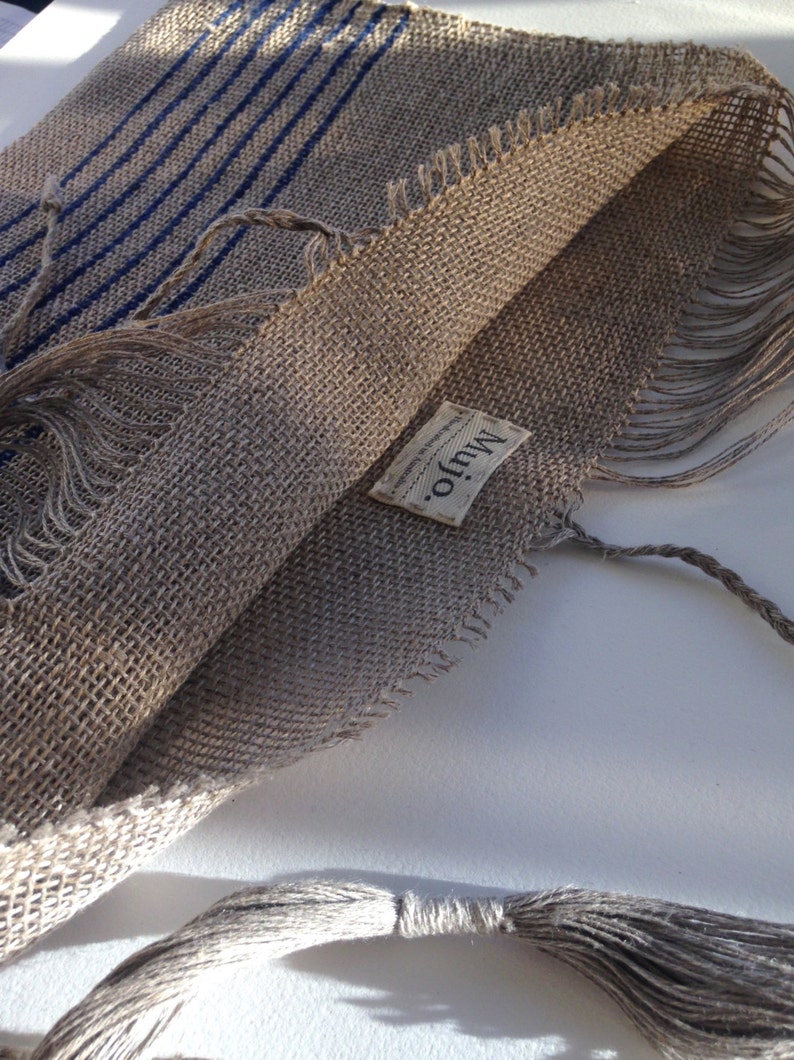 Handwoven Bag Natural linen and Wool Stripes SALE 30/% OFF