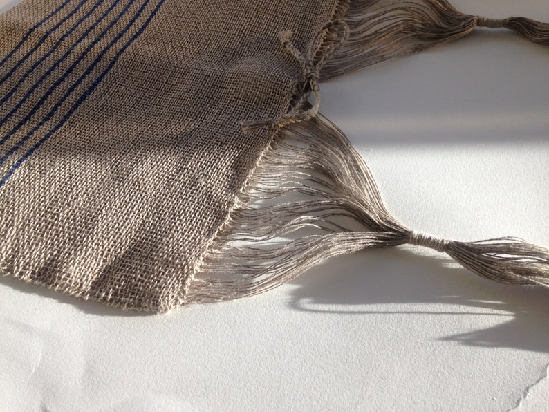 Handwoven Bag Natural linen and Wool Stripes SALE 30/% OFF