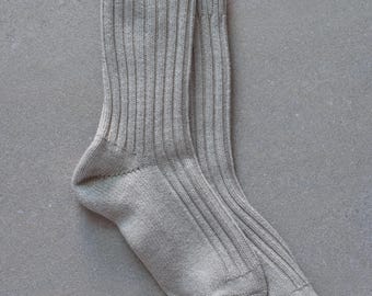Socken aus gerippter Wolle - Beige