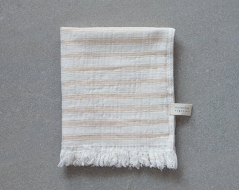Toalla facial de algodón orgánico - Rayas beige