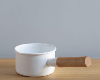 Cacerola de leche esmaltada Couleur 12 cm blanca