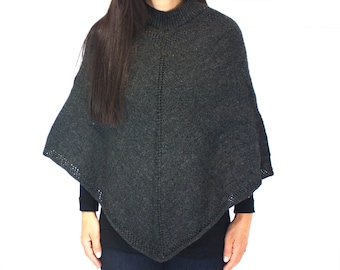 Charcoal Grey Poncho // Pullover Sweater // Ladies Sweater // Women // Gifts for Mom // Cozy // Knitted Poncho // Elegant