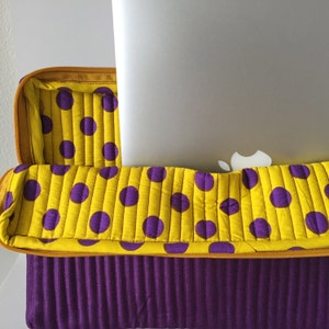 Whimsical Hand Stitched Purple+Yellow Laptop Case with a Cause // Fair Trade // Handmade // Gifts for Grads // Holiday Gifts // Give Back
