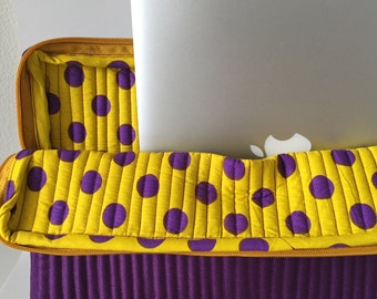 Whimsical Hand Stitched Purple+Yellow Laptop Case with a Cause // Fair Trade // Handmade // Gifts for Grads // Holiday Gifts // Give Back