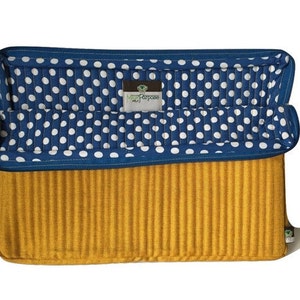 Hand-Stitched Laptop Case with a Cause: Yellow + Blue Polka Dot // Gifts for Grads // Handmade // Made in India // Fair Trade