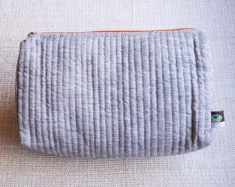 Grey and Orange Canvas Travel Bag