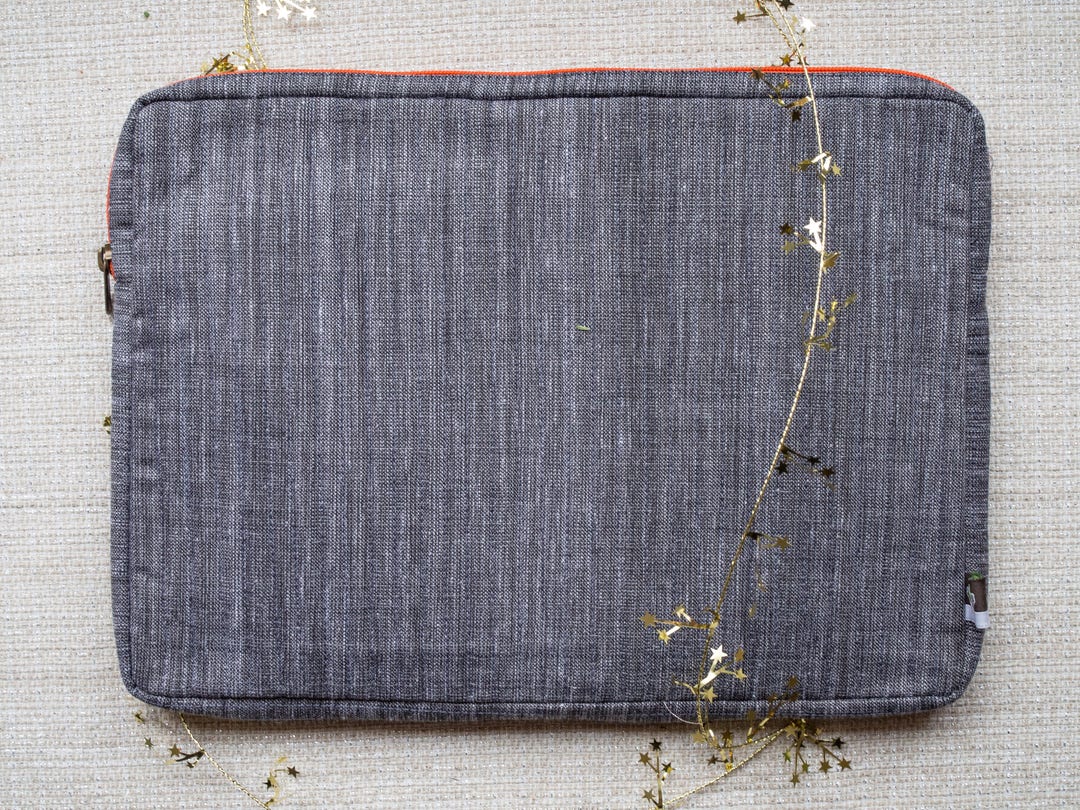 Black With Orange Laptop Case // Handmade // Sleeve // Fair Trade