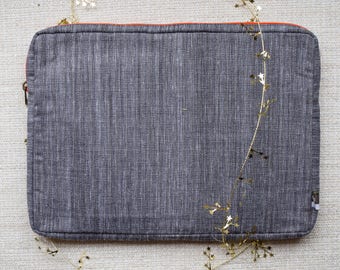 Black with Orange Laptop Case // Handmade // Sleeve // Fair Trade // Gifts for Grads // Macbook Case // Computer Cover