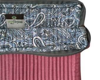 Handmade Pink Canvas Laptop Case: Fair Trade Paisley Lining