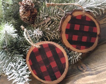 buffalo plaid wood slice ornament farmhouse christmas red black christmas decor ornament gift exchange christmas decor - Plaid Christmas Ornaments buffalo plaid wood slice ornament farmhouse christmas red black christmas decor ornament gift exchange christmas decor - Plaid Christmas Ornaments