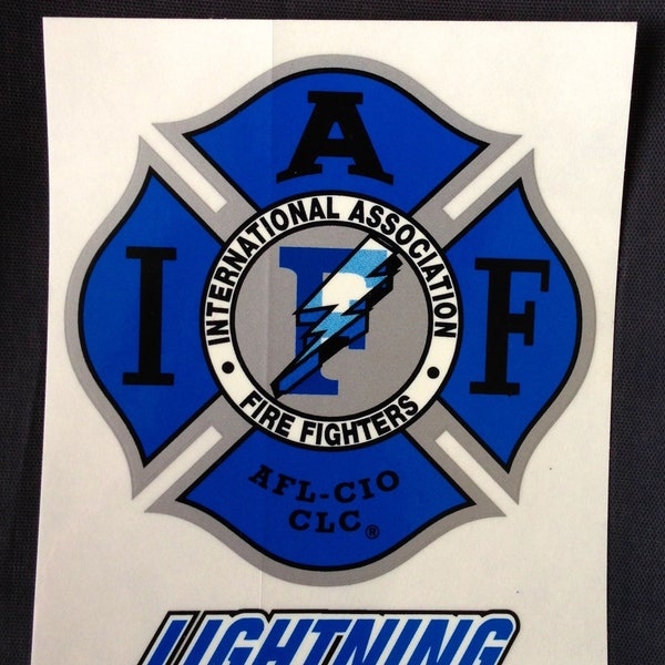 IAFF Tampa Bay Lightning Car Decal for Union Firefighters - Free Shipping