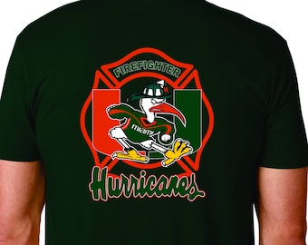 UM Hurricanes 100% Polyester Firefighter short sleeve dry-fit t-shirt - Free Shipping