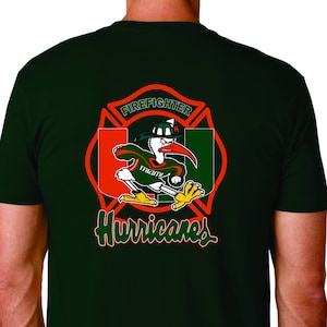 UM Hurricanes 100% Ring Spun Cotton Firefighter short sleeve t-shirt - Free Shipping