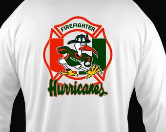 UM Miami Hurricanes Firefighter L/S Dri-Fit t-shirt in White - Free Shipping