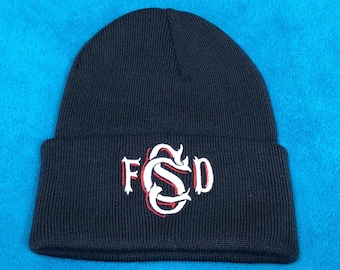 SCFD navy beanie cap with embroidered logo - Free Shipping